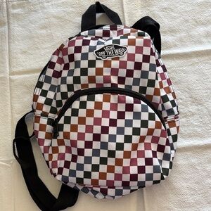 Vans Mini Backpack in Burgundy, Rust, Olive and Black Checkerboard